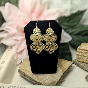 Lia Sophia Earrings Gold tone Hanging  Fashion Jewelry NWOT Sparkly Long Dangle